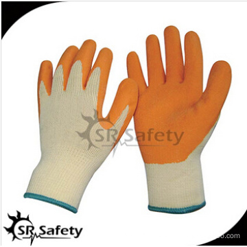 SRSAFETY 10 gauge grey polycotton liner coated blue latex on palm gloves, crinkle finished/blue latex work gloves